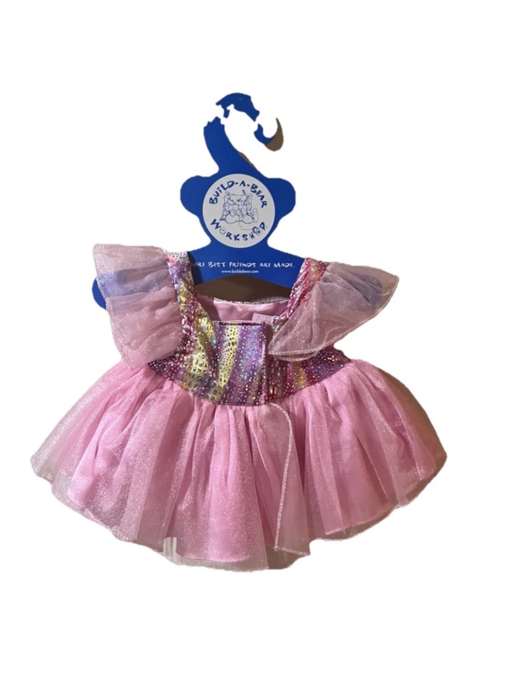 Build-A-Bear Pink Sparkle Tutu Dress with accessories